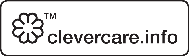 Logó 'TM clevercare.info' szöveggel és virág alakú szimbólummal.