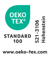 STANDARD 100 by OEKO-TEX® S21-3106 Hohenstein tanúsítvány logója.