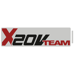 X20V TEAM feliratú logó egy akkumulátor ikonban.