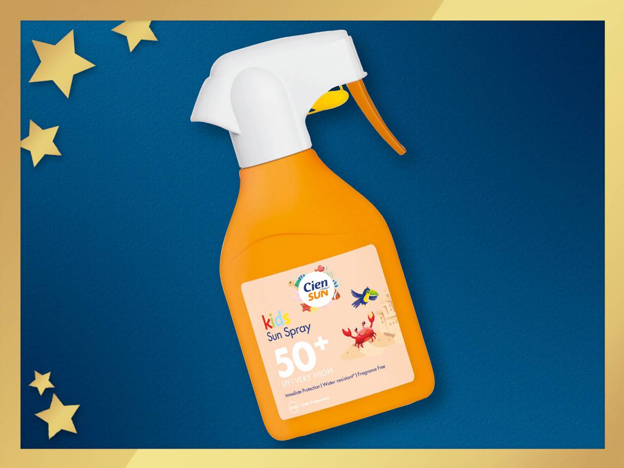 Legjobb sajátmárkás gyermek naptej a Cien Kids Spray SPF50+ 