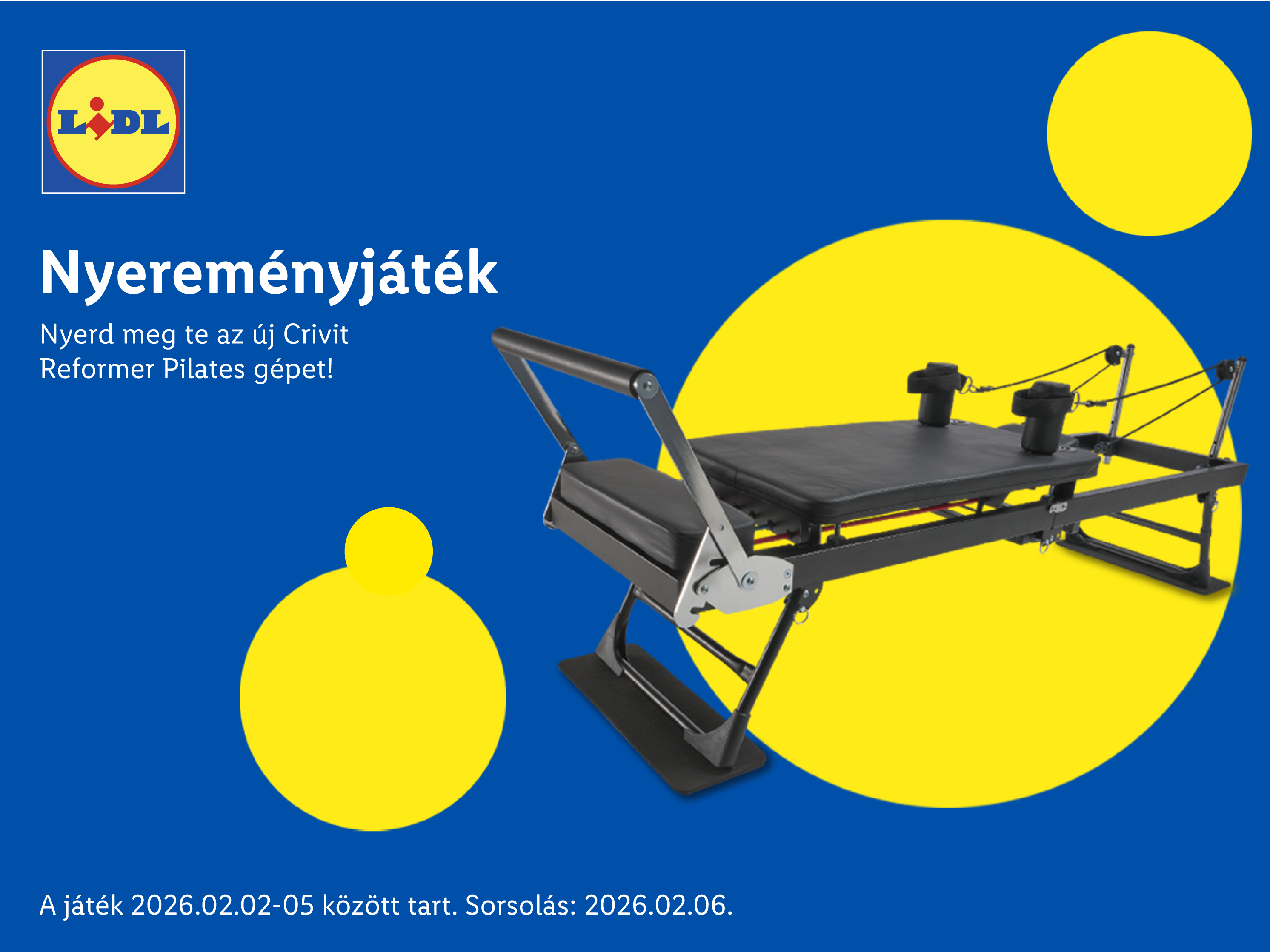 Nyereményjáték egy Pilates reformer géppel, 2026.02.02-05 között, sorsolás 2026.02.06.
