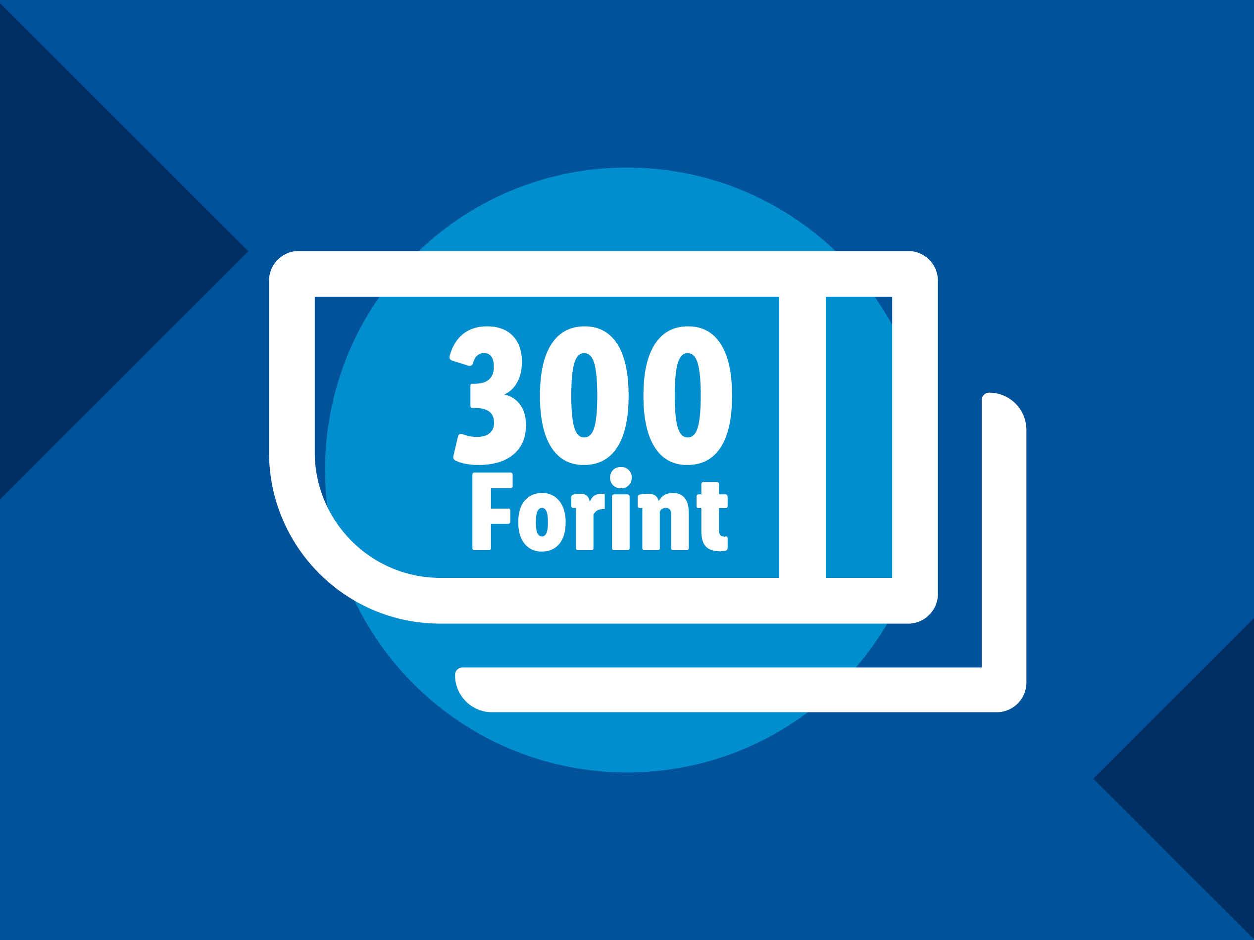 300 forintos bankjegy ikonja kék háttéren.