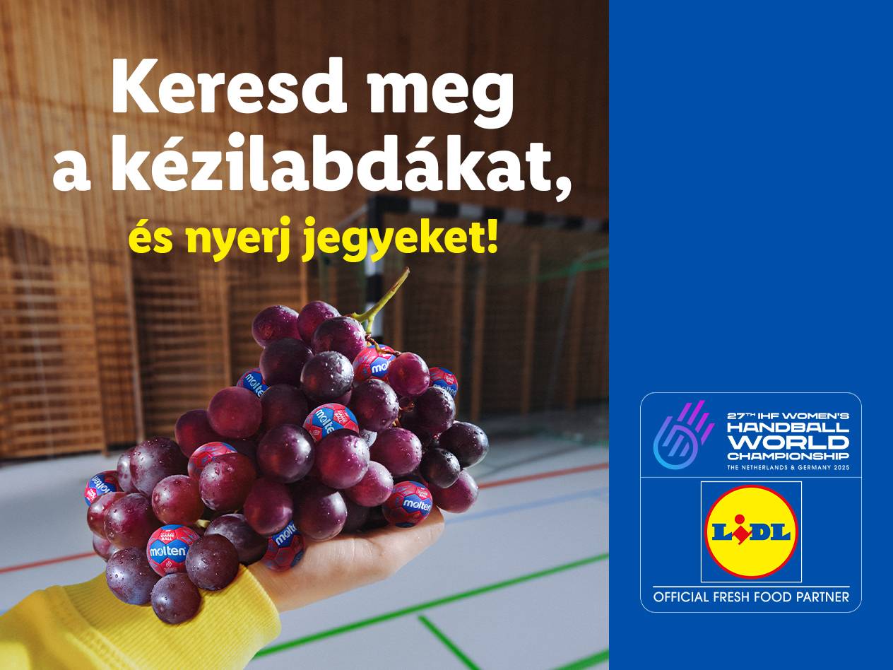 Kézilabda világbajnokság promóció: szőlőfürt Molten márkájú kézilabdákkal, Lidl logóval.