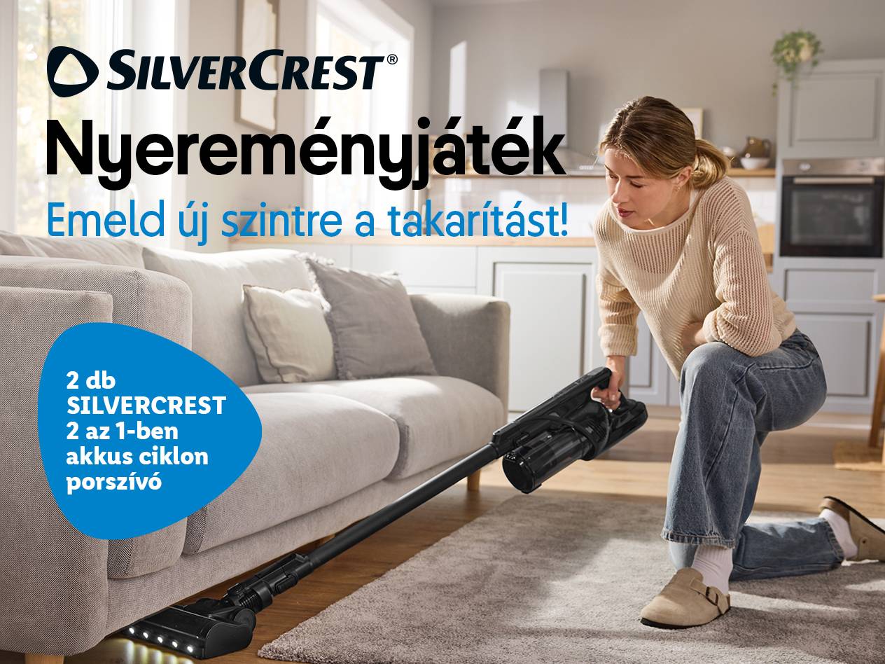 Nyereményjáték egy nővel, aki egy 2 az 1-ben akkus ciklon porszívóval takarít.