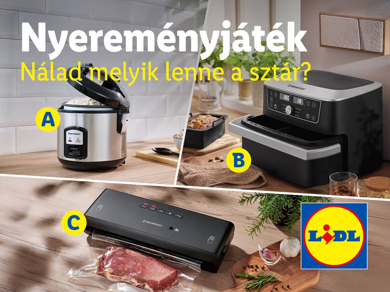 Nyereményjáték: rizsfőző, forrólevegős fritőz és vákuumfóliázó készülék a konyhában.