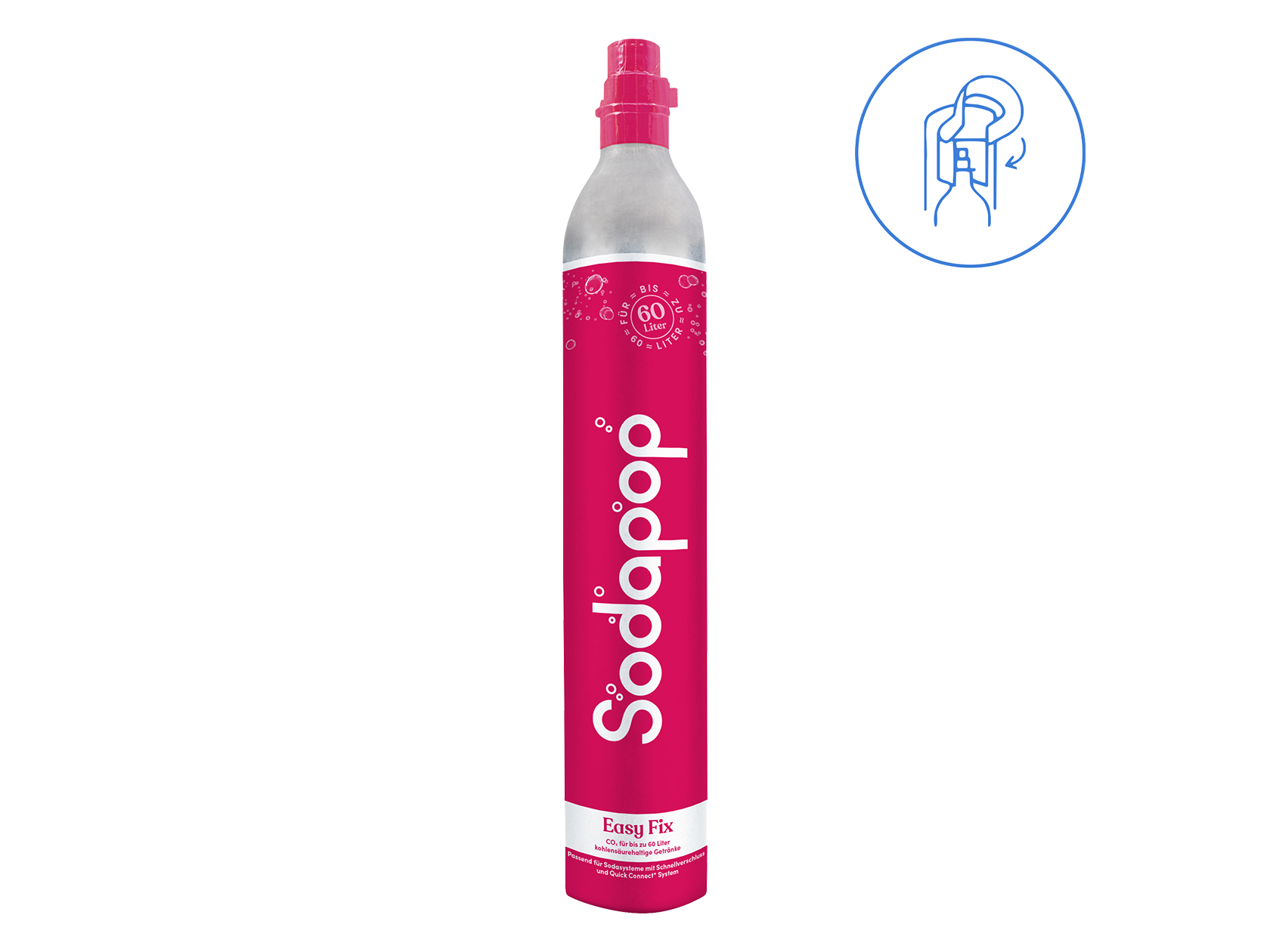 Sodapop Easy Fix CO2 patron 60 liter szénsavas italhoz, gyorscsatlakozós rendszerekhez