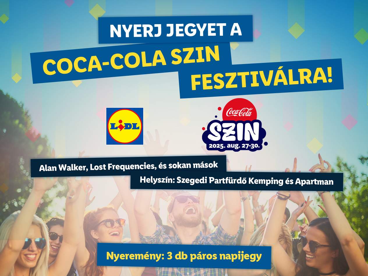 A Coca-Cola SZIN fesztivál plakátja Alan Walkerrel és Lost Frequencies-szel, nyereményjáték hirdetéssel.