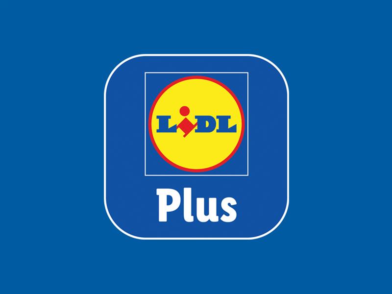 Lidl Plus logó, kék háttérrel.