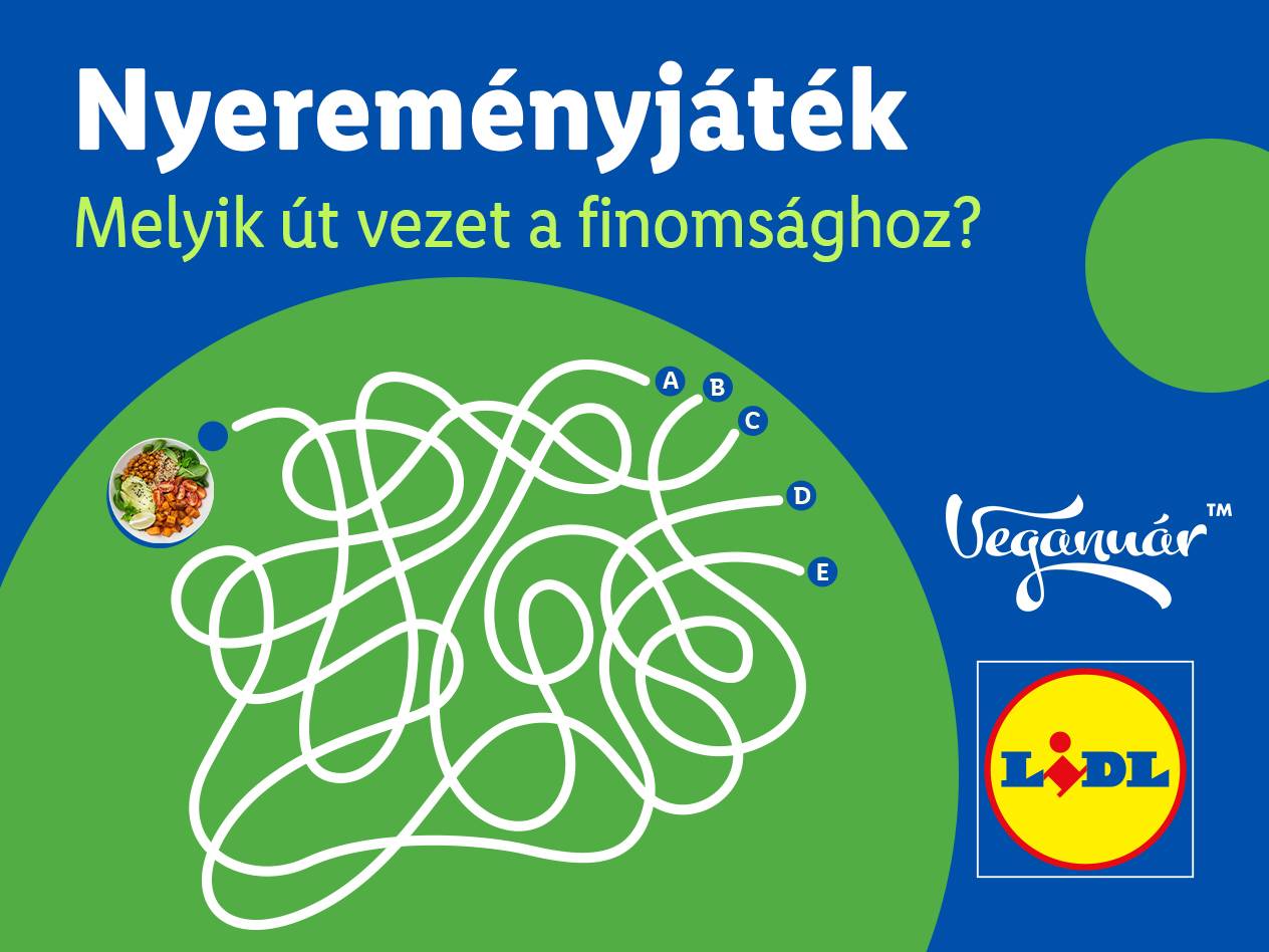 Nyereményjáték a Veganuár alkalmából, melyben egy labirintuson keresztül kell eljutni a finomságokhoz.